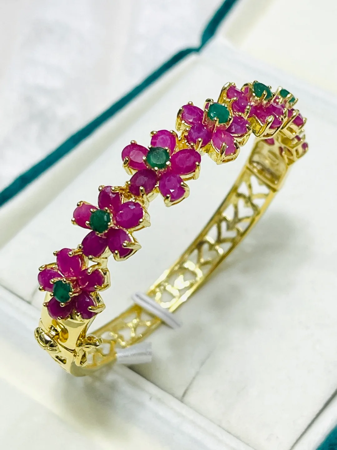 Genuine Ruby and Emerald bangle 2.1 inches image indicator(3)