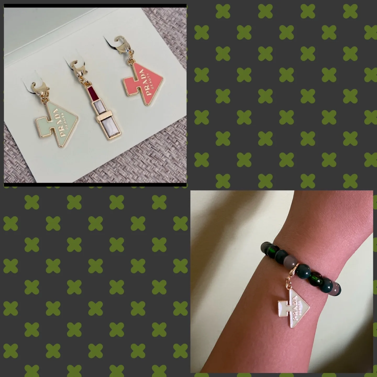 Authentic Prada Beauty Charm Set - Lipstick, Pink & Mint Green thumbnail