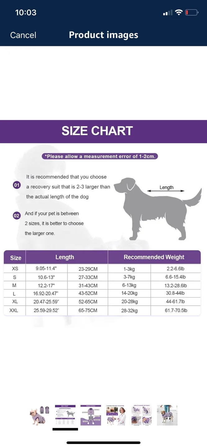 Dog Surgical Recovery Suit xxl- (multiple available) image indicator(3)