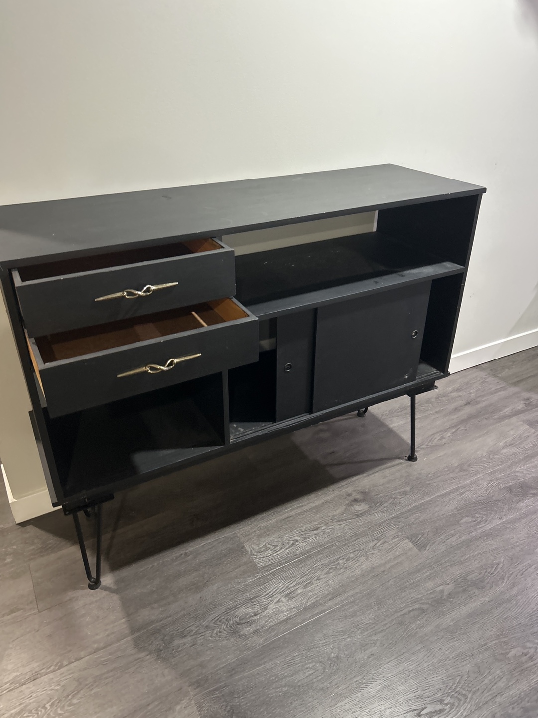 Mid-Century Modern Black Sideboard with Hairpin Legs - photo 3