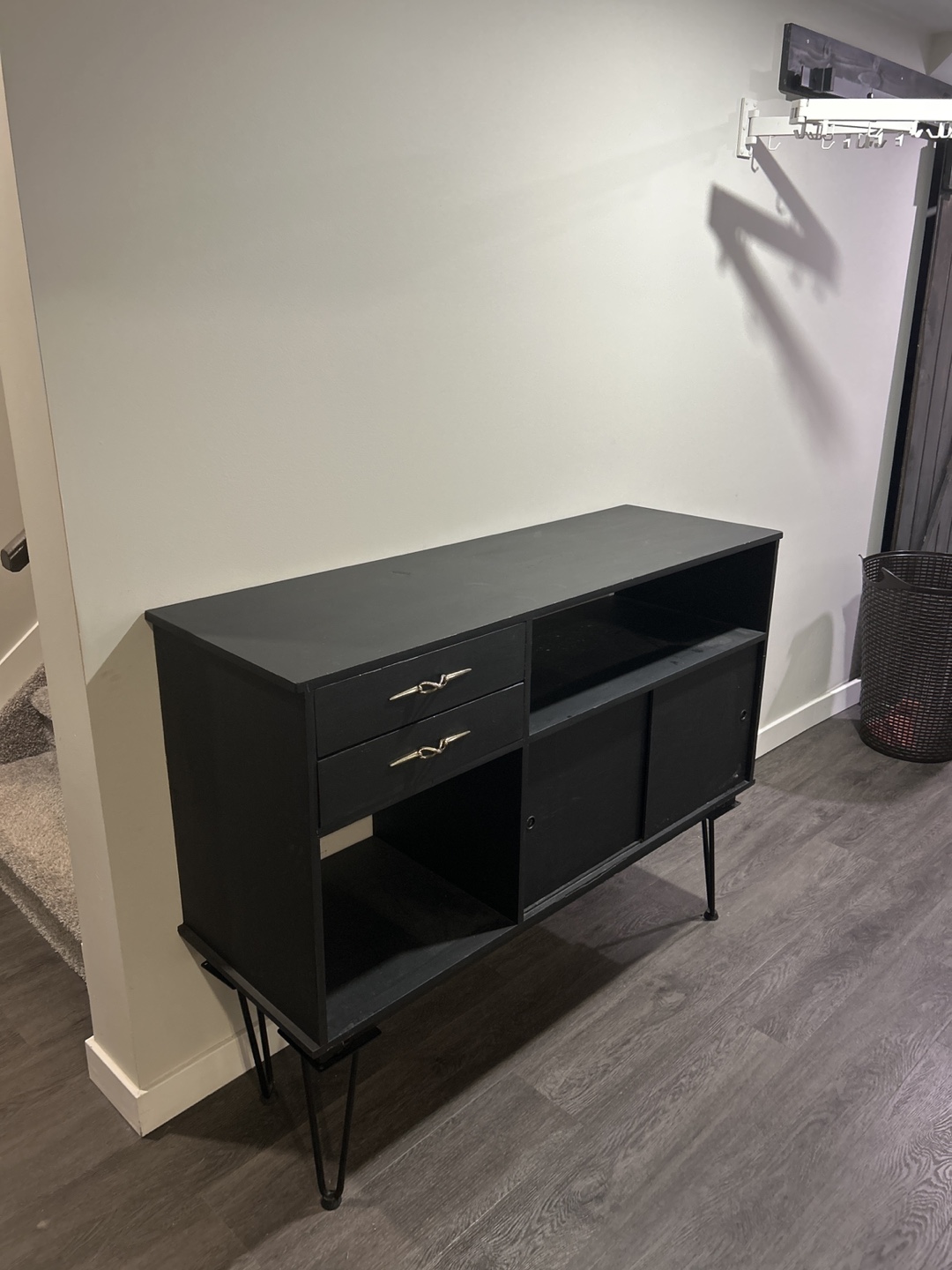 Mid-Century Modern Black Sideboard with Hairpin Legs - photo 2