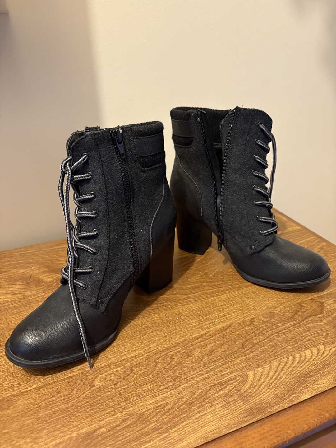 Black  Leather Ankle Boots