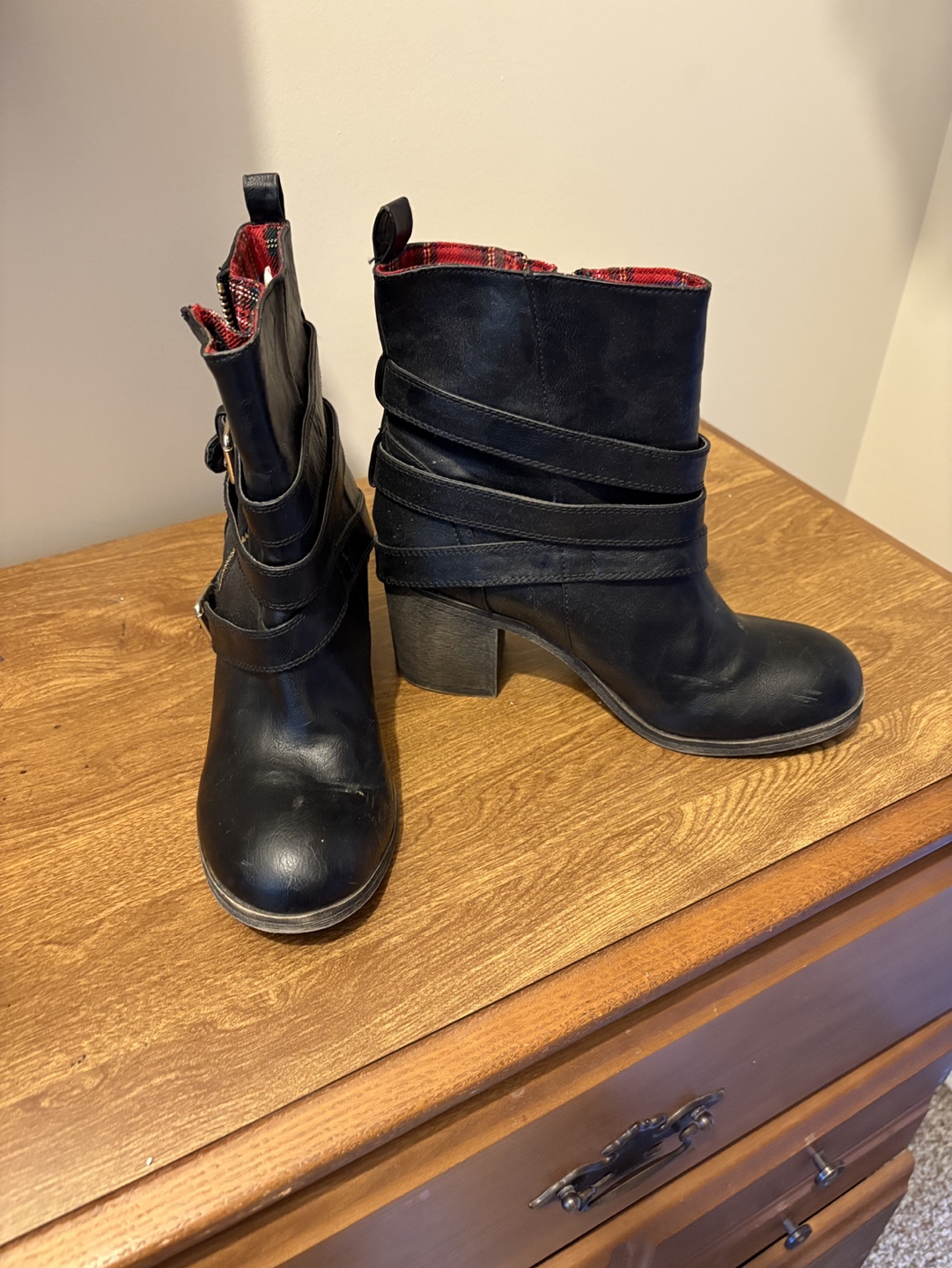 Black leather boots