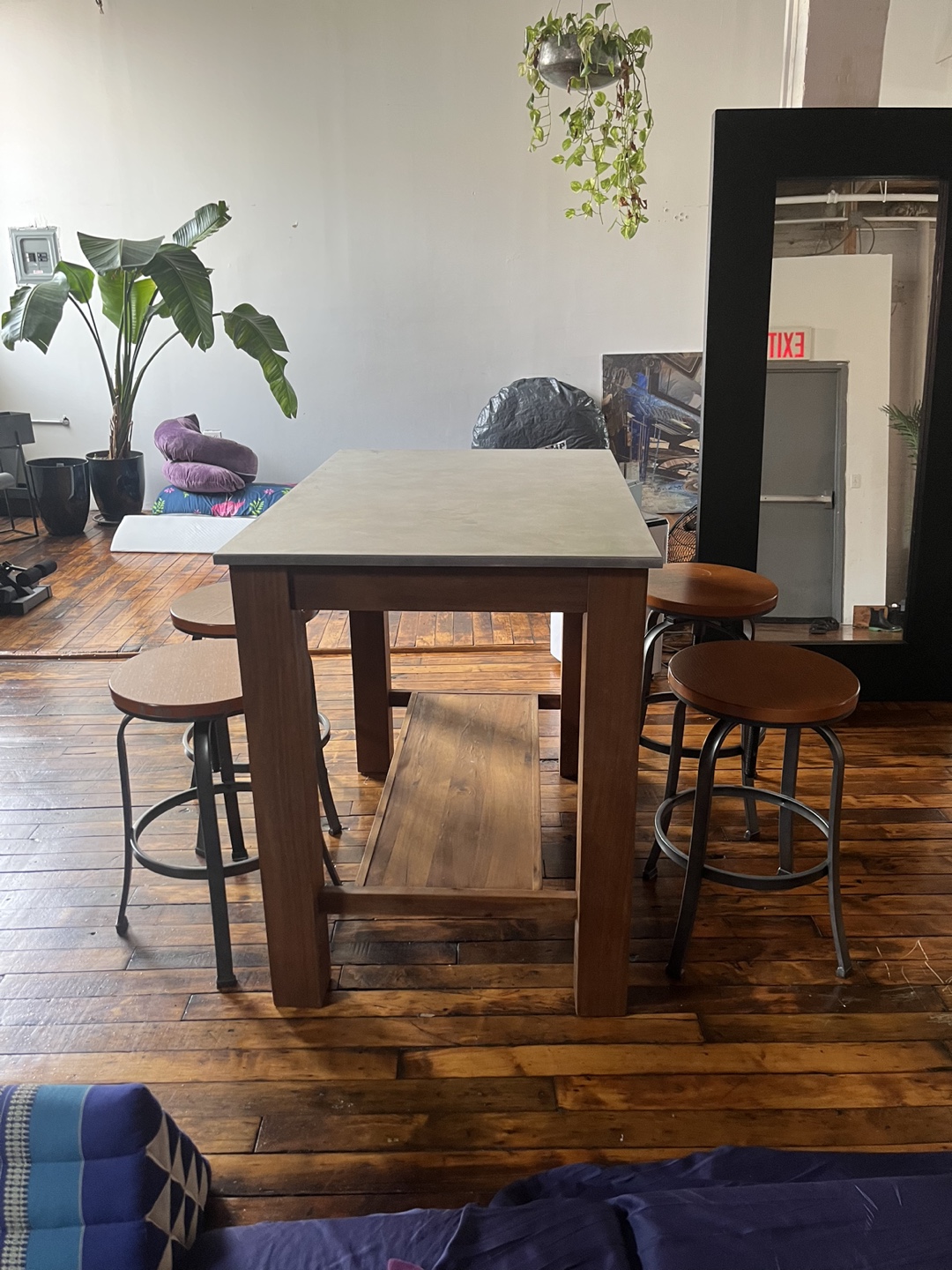 Metal Top Kitchen Island Table with Four Stools - photo 2