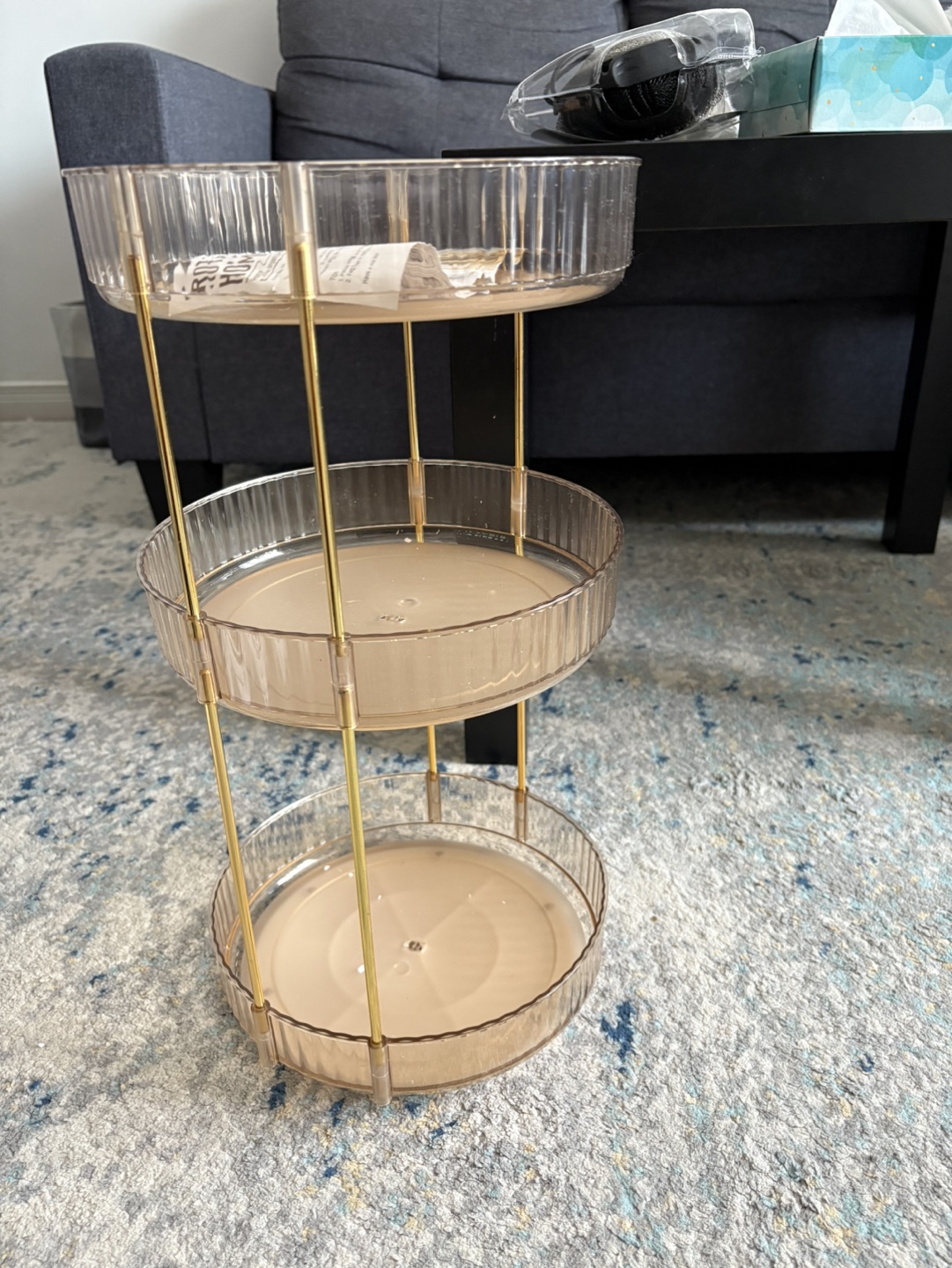 3-Tier Rotating Makeup Organizer - Amber Gold - photo 5