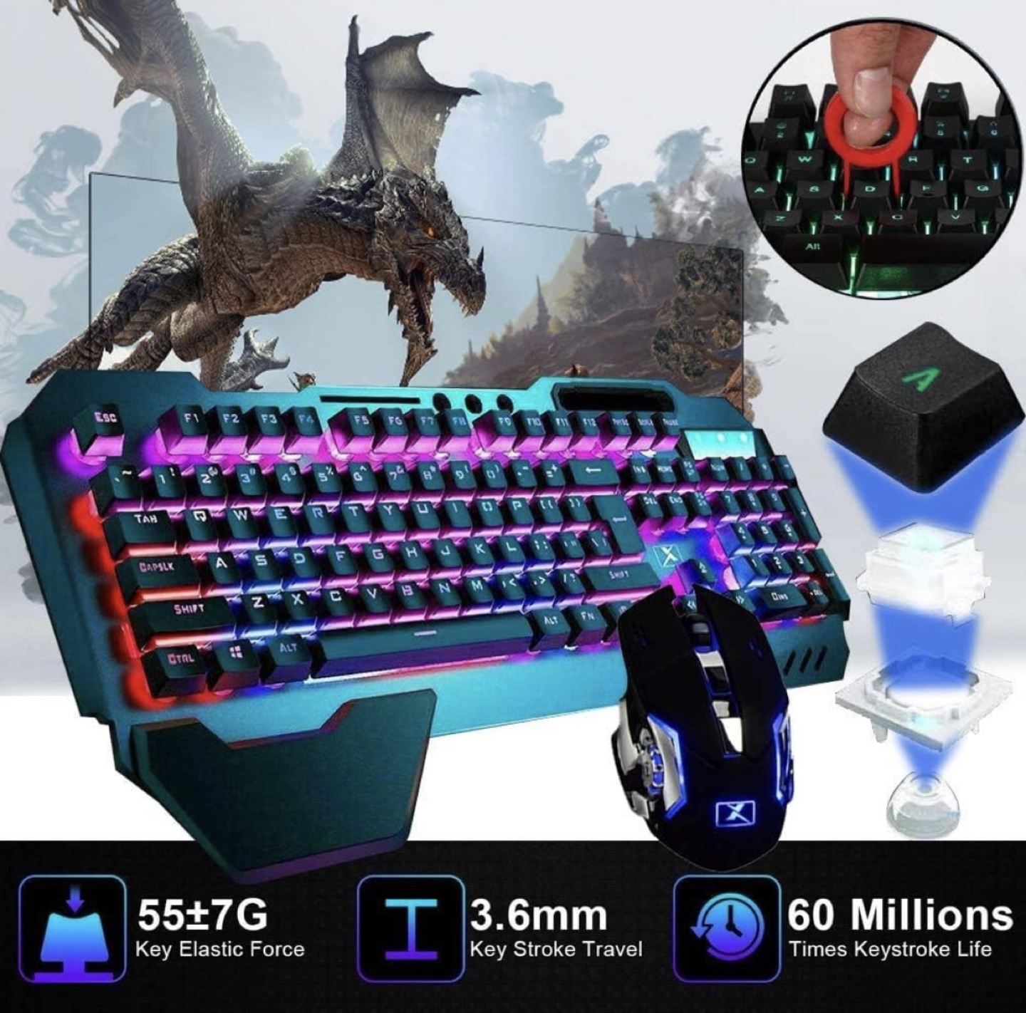 Wireless RGB Gaming Keyboard and Mouse Combo - photo 3