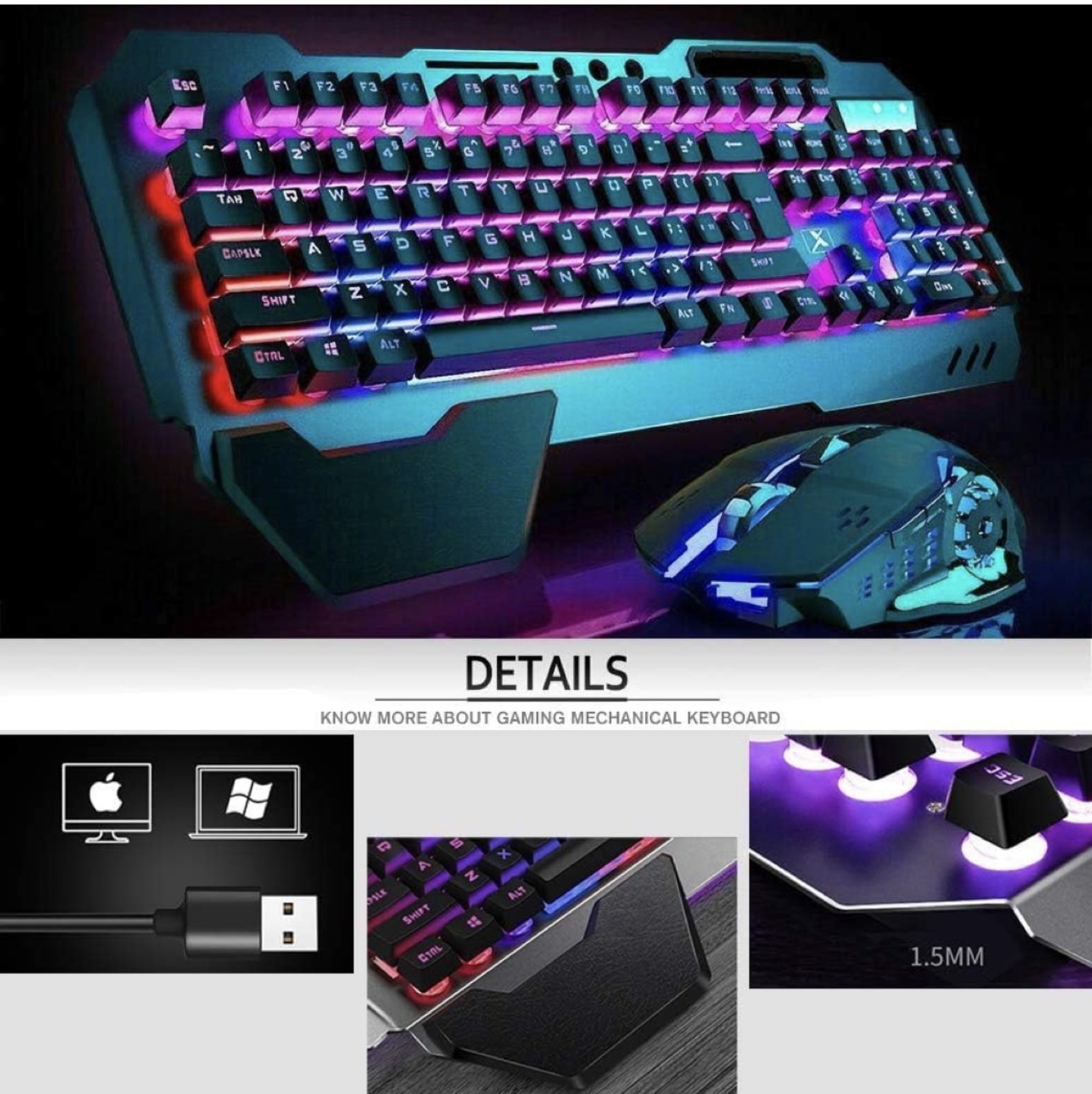 Wireless RGB Gaming Keyboard and Mouse Combo