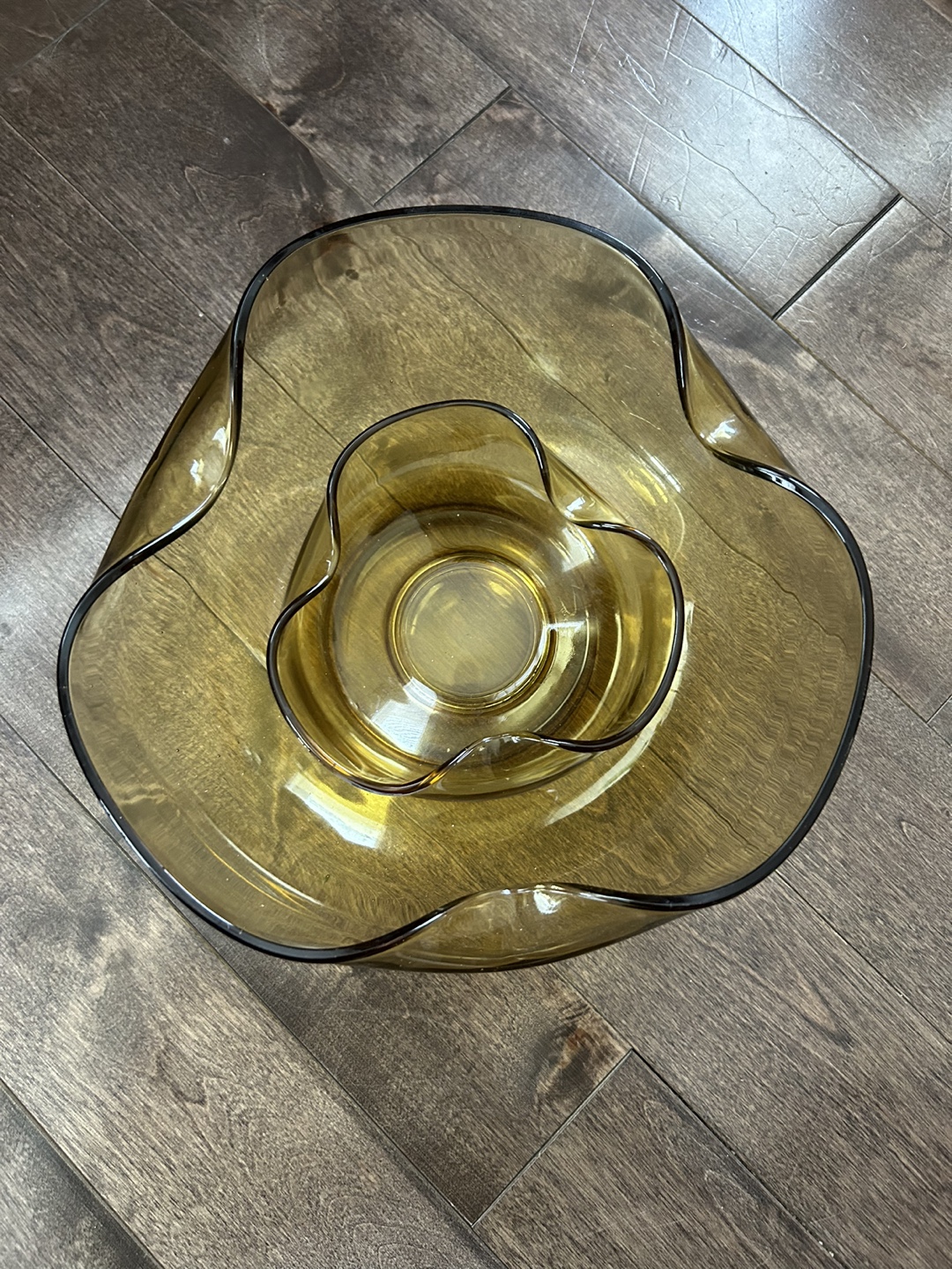 Vintage Amber Glass Serving Bowl Set - photo 3