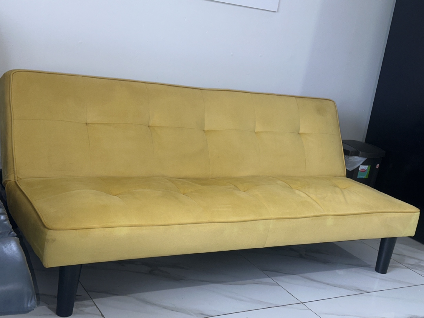 Mustard Yellow Futon Sofa + Bed + Free cover - photo 3