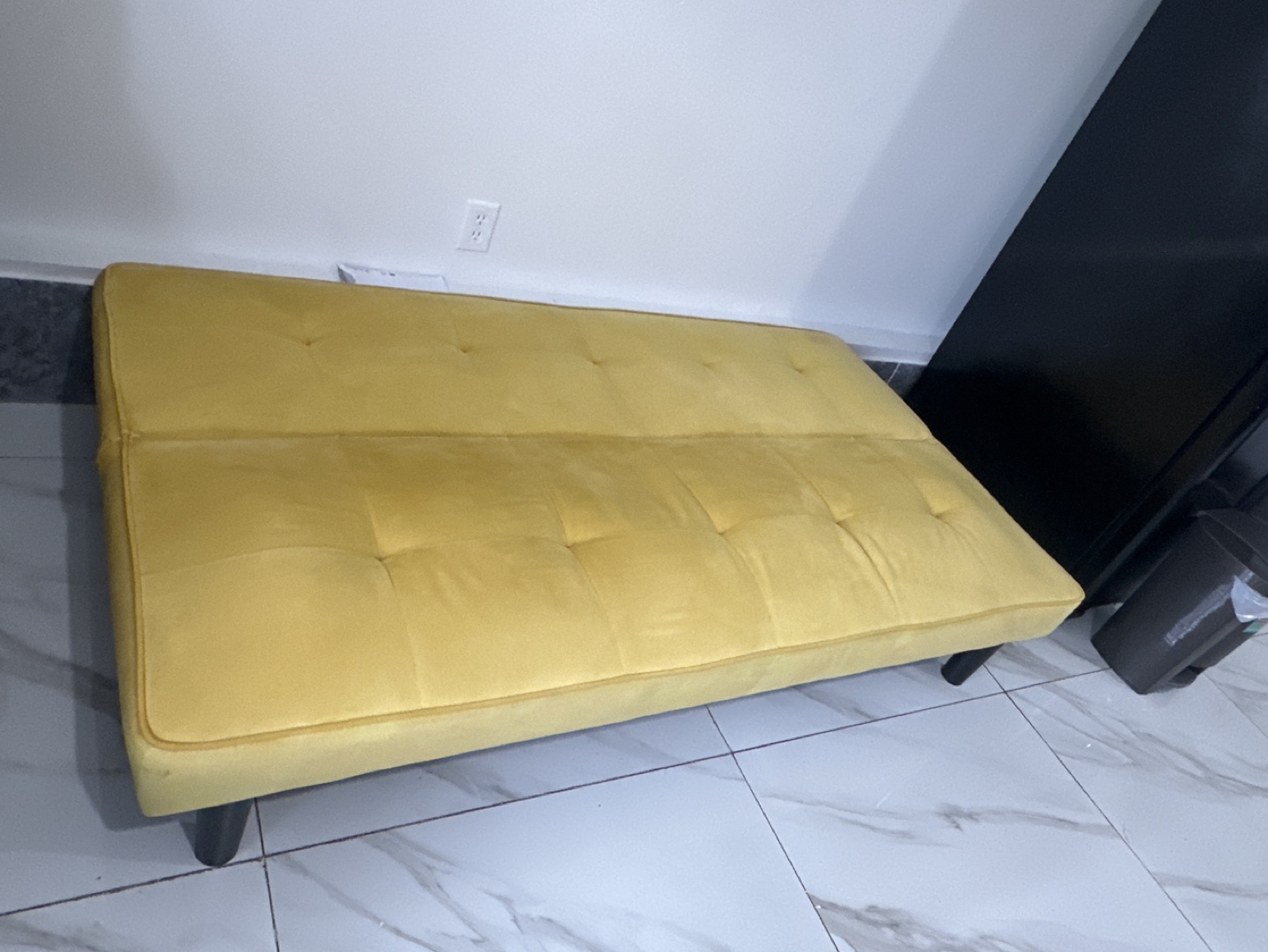 Mustard Yellow Futon Sofa + Bed + Free cover - photo 2