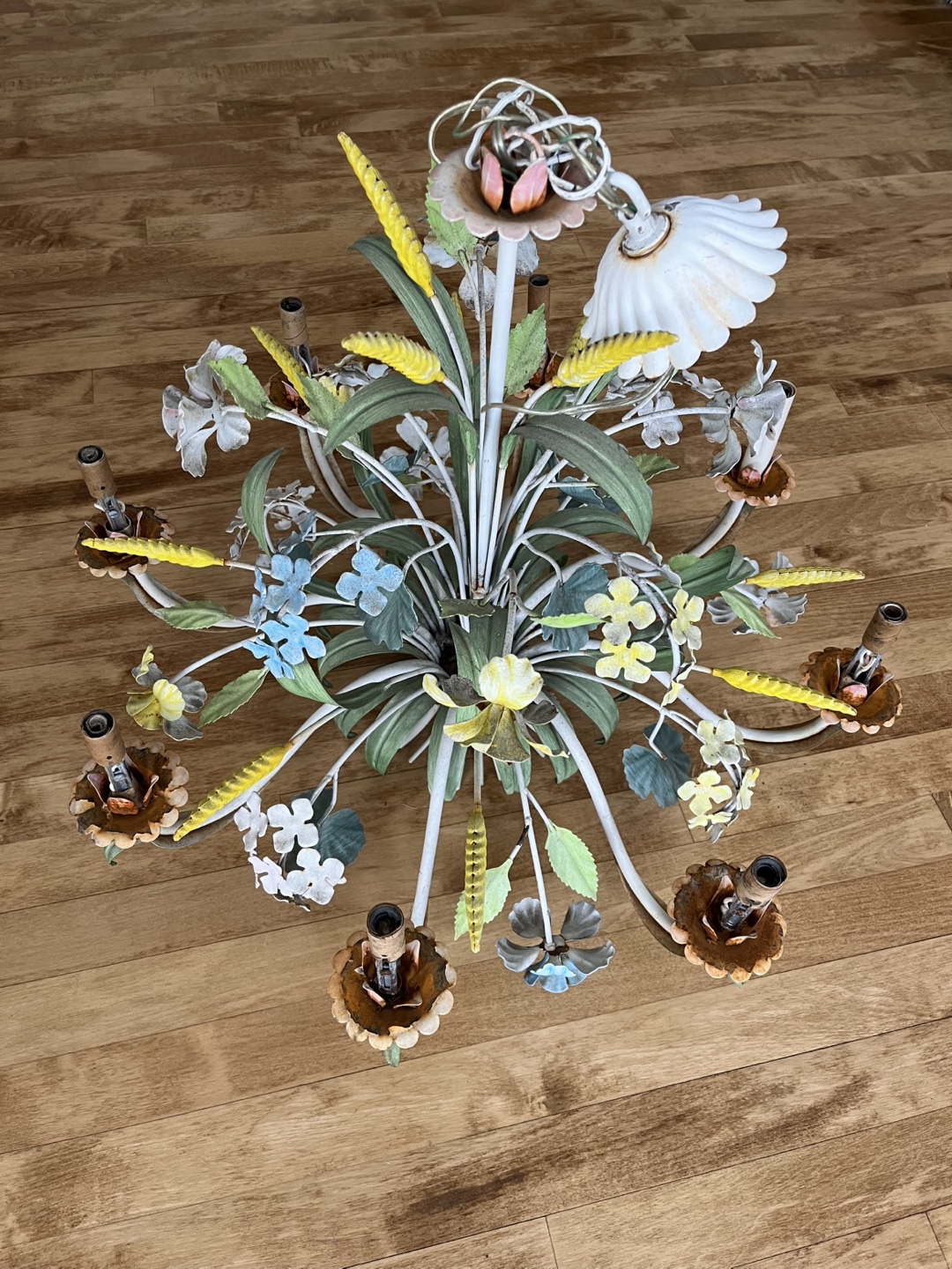 Vintage Floral Metal Chandelier
