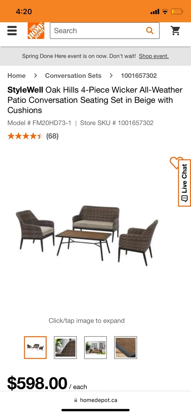 StyleWell Oak Hills 4-Piece Wicker Patio Conversation Set image indicator(3)