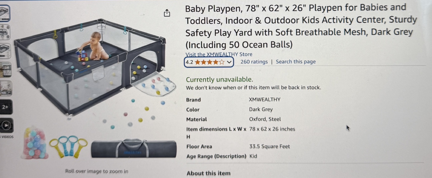 Baby Playpen - Dark Grey