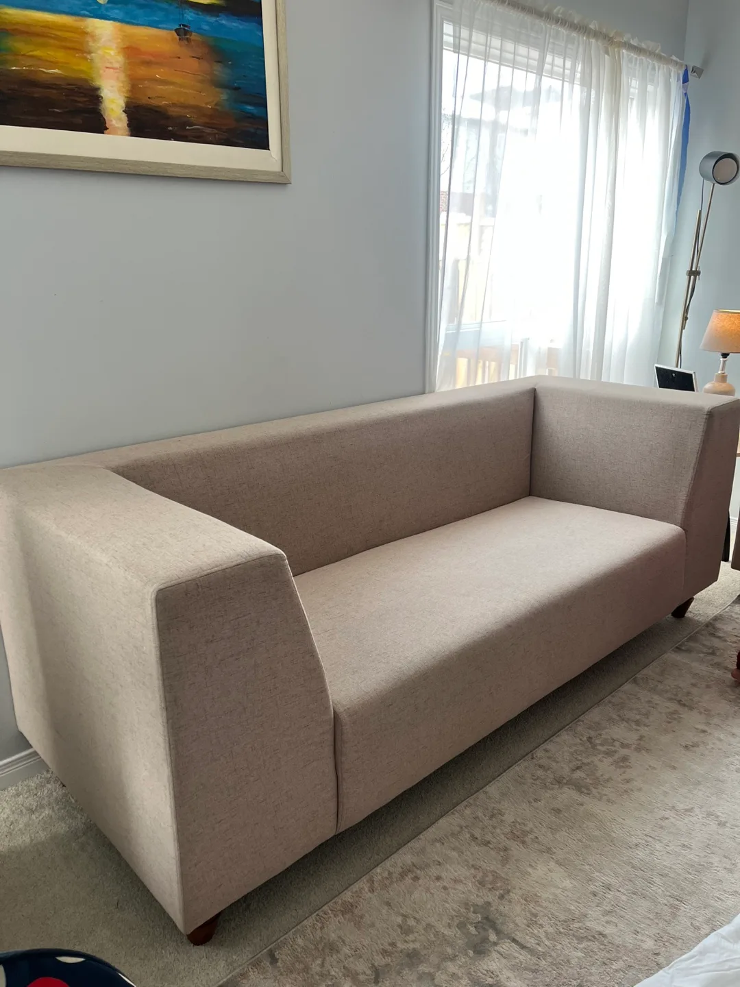 3.5 Seater Beige Sofa in Jute Fabric image indicator(3)