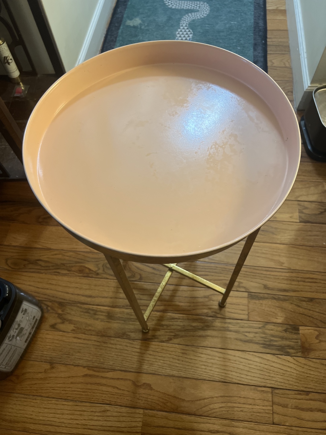 Gold Metal Side Table with Blush Magnetic Removable Pink Top - photo 3