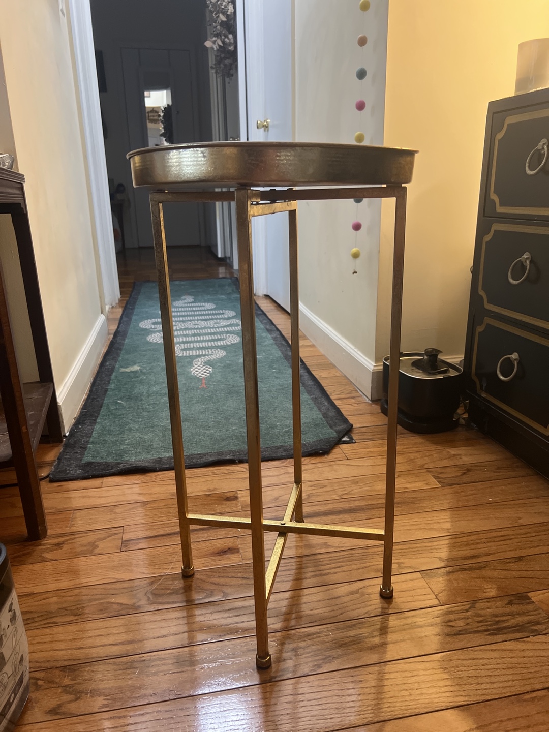 Gold Metal Side Table with Blush Magnetic Removable Pink Top - photo 2