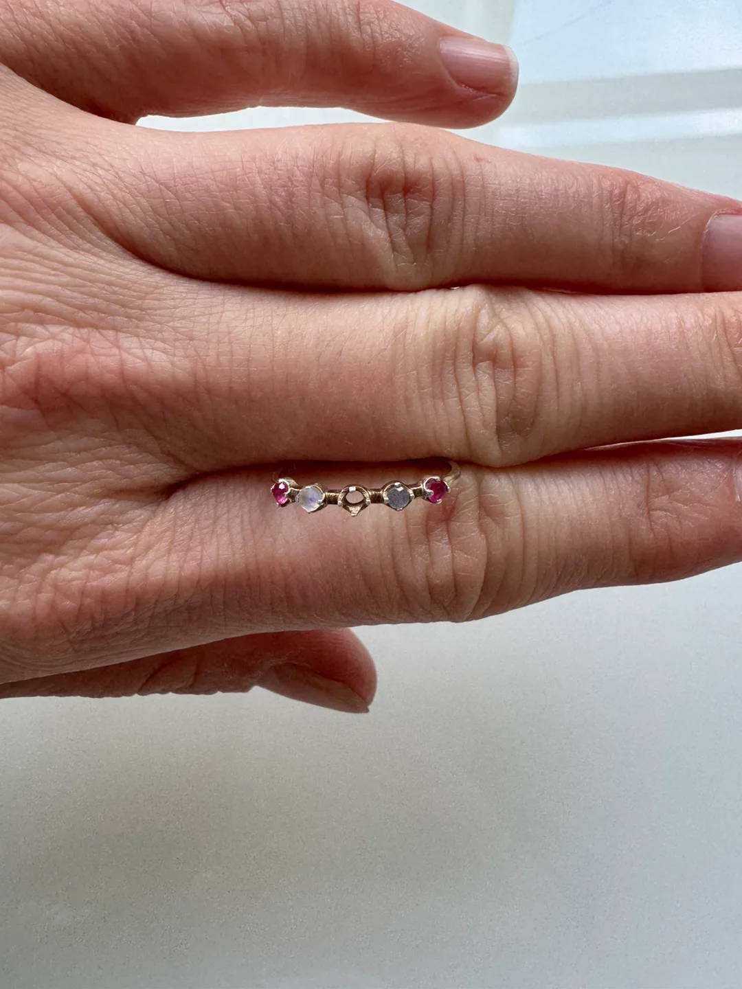 Delicate sterling silver Ring with Multicolored Gemstones image indicator(5)