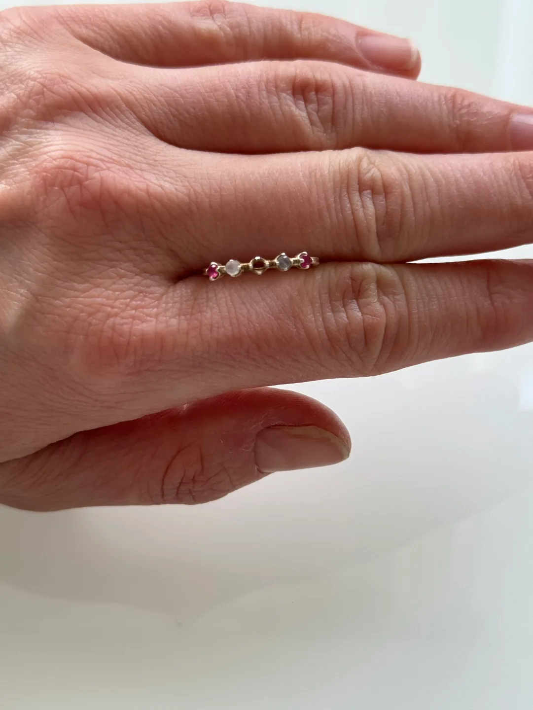 Delicate sterling silver Ring with Multicolored Gemstones image indicator(3)