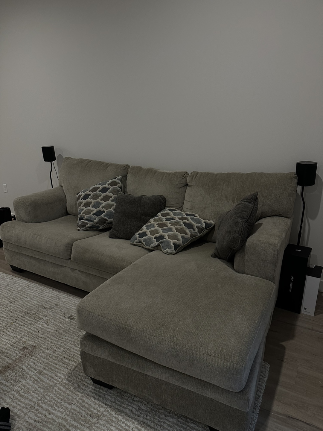 Beige Sectional Sofa with Pillows - photo 2