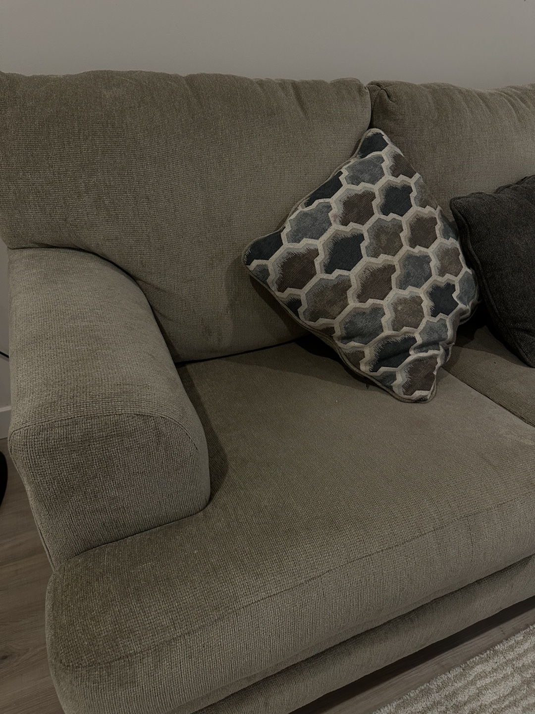 Beige Sectional Sofa with Pillows - photo 4
