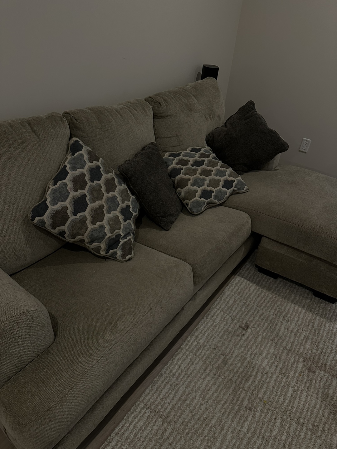 Beige Sectional Sofa with Pillows - photo 3
