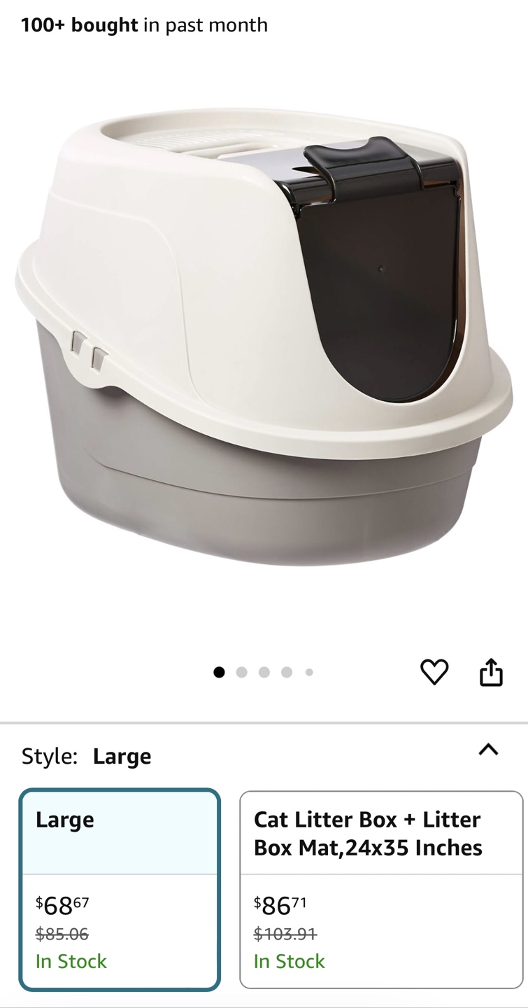 Amazon basics Cat Litter Box enclosed lid