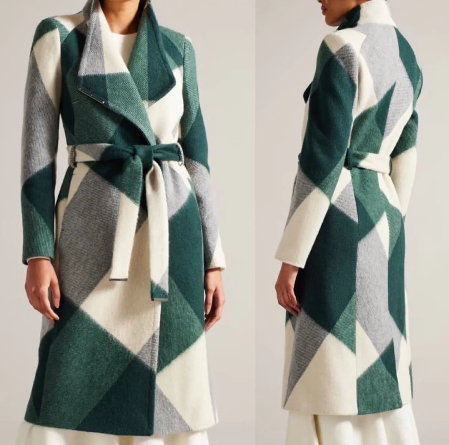Ted Baker Women's Geometric Pattern Wrap Coat thumbnail