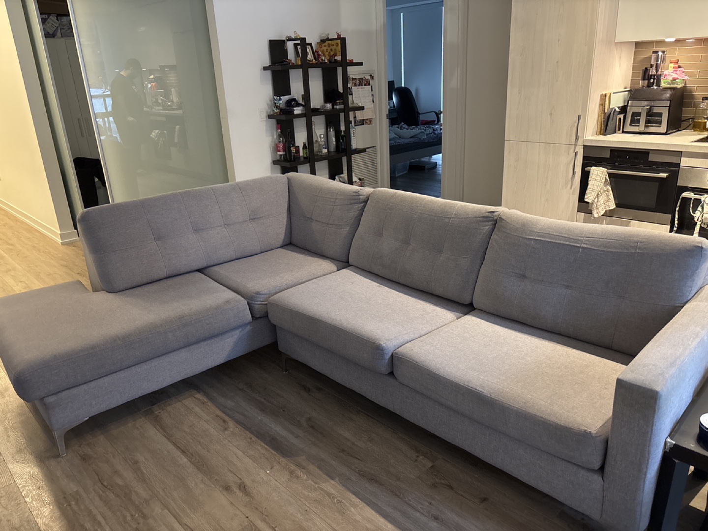 Grey L-Shaped Sectional Sofa