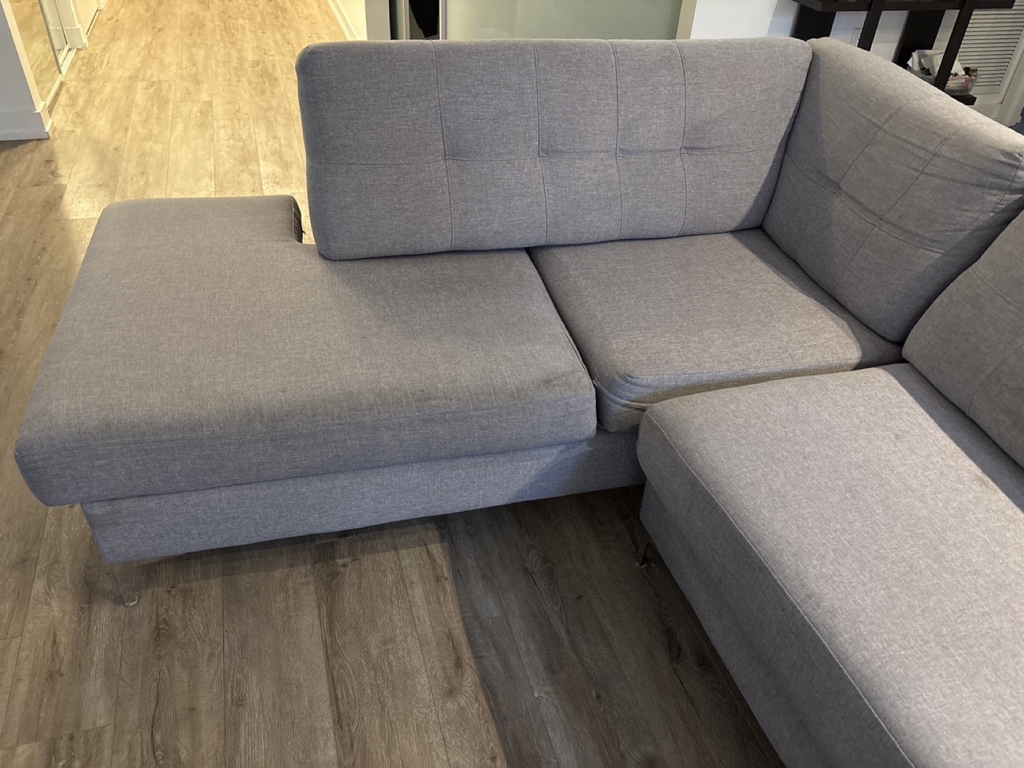 Grey L-Shaped Sectional Sofa - photo 2