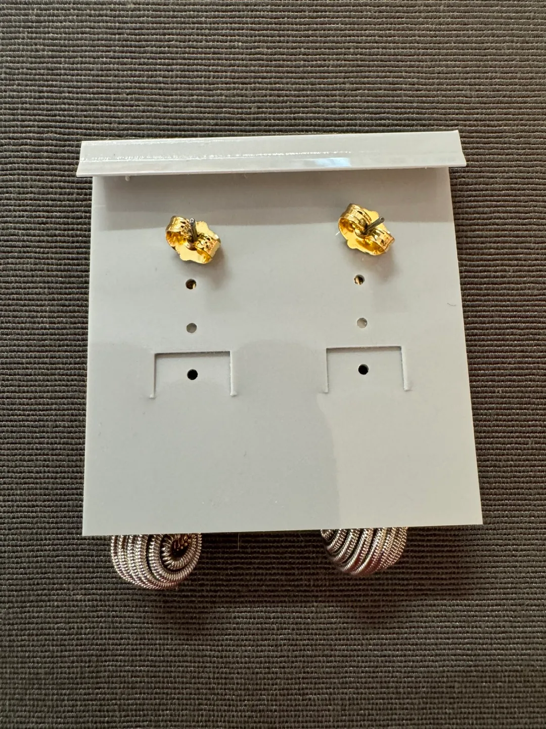 NEW 🩶⚱️ 14K Gold & Silver SS White Enameled Earings image indicator(2)