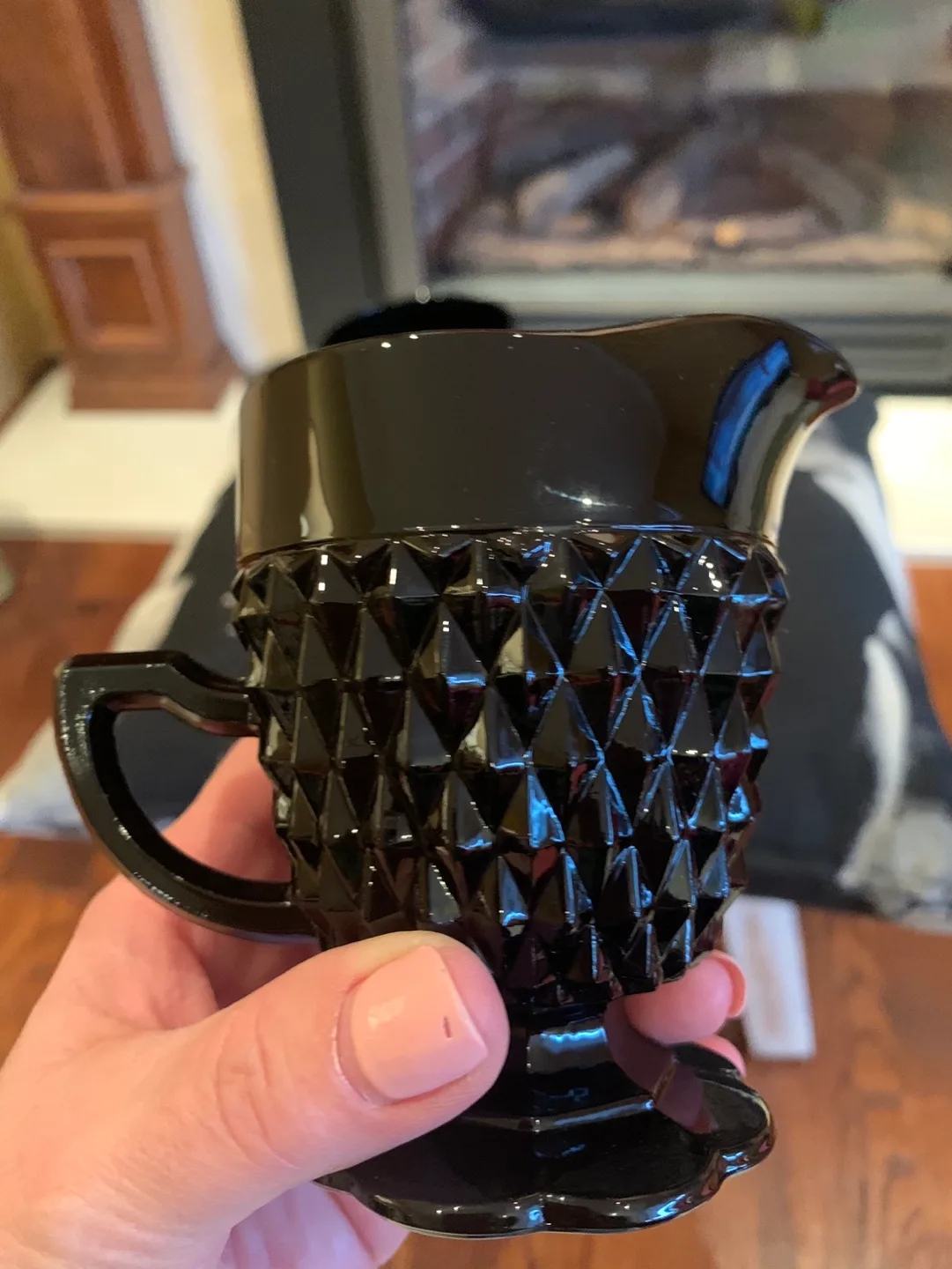 Indiana Black Diamond Point Glass Creamer/Sugar Bowl Set image indicator(6)