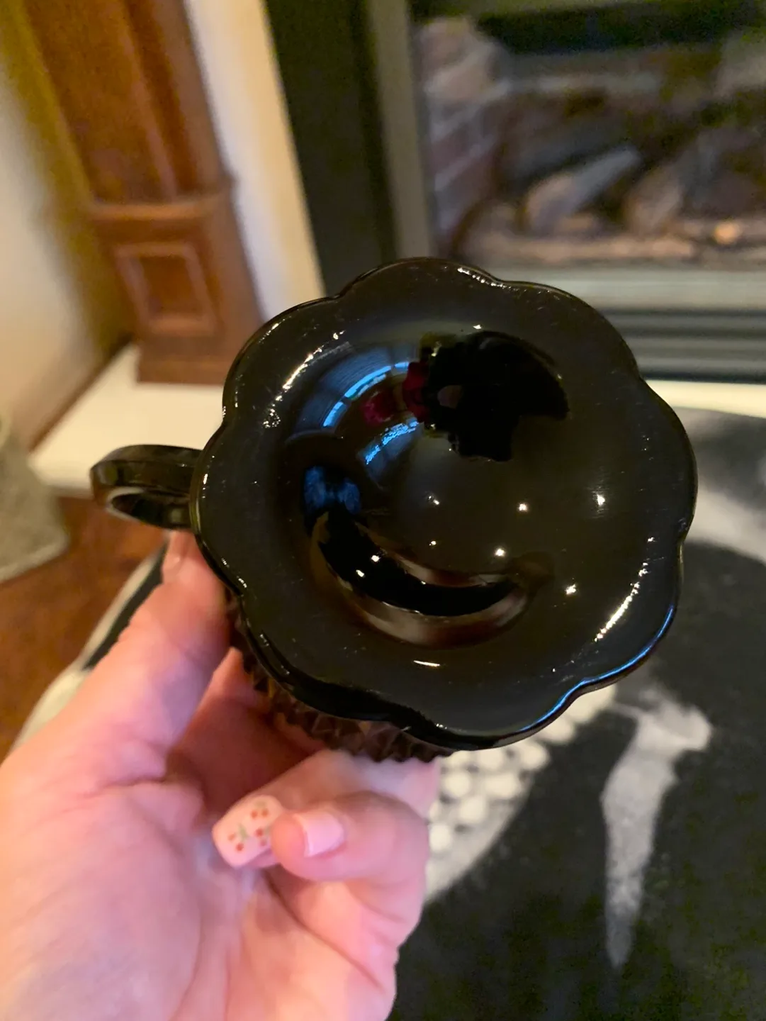 Indiana Black Diamond Point Glass Creamer/Sugar Bowl Set image indicator(4)