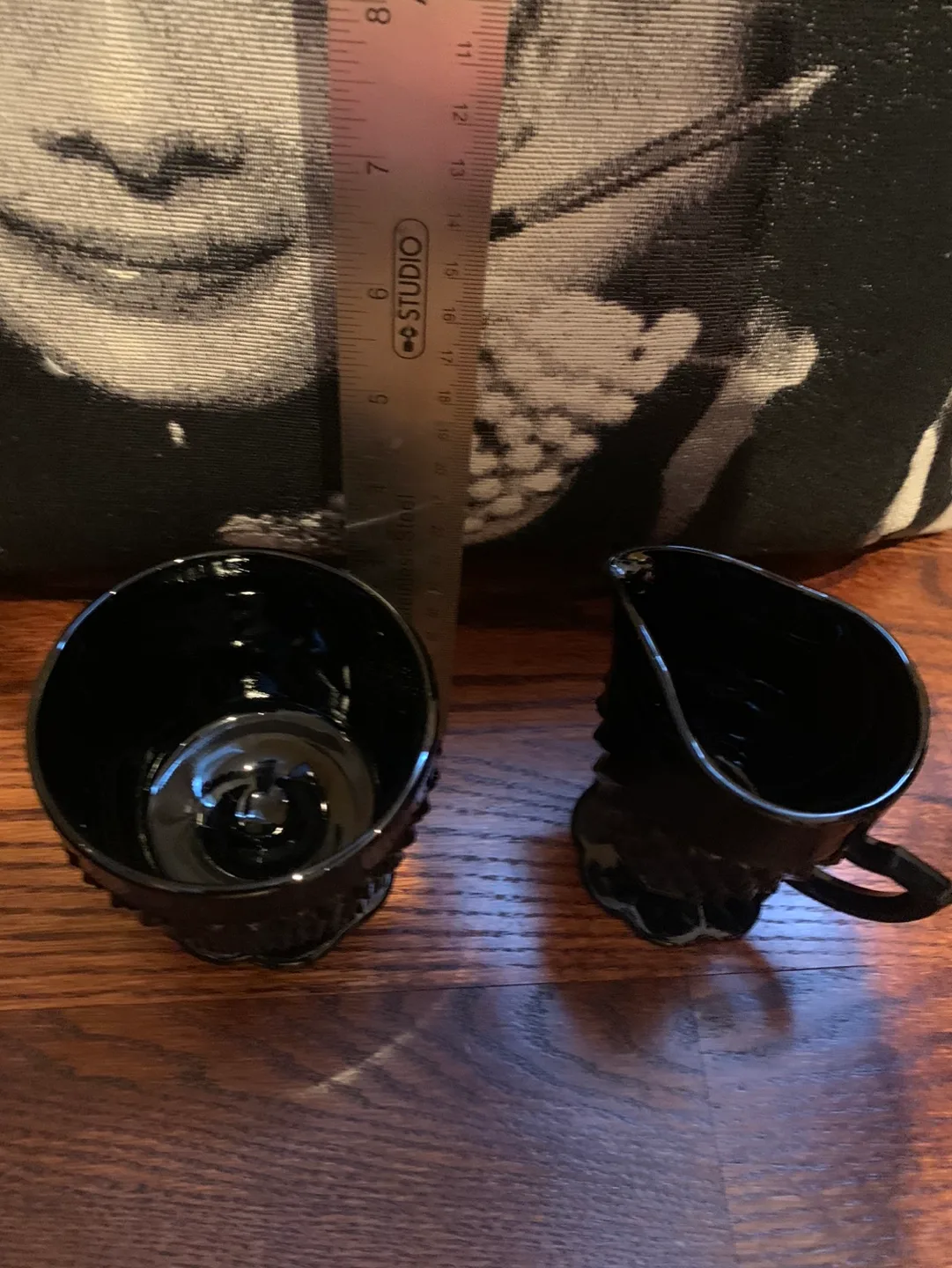 Indiana Black Diamond Point Glass Creamer/Sugar Bowl Set image indicator(10)