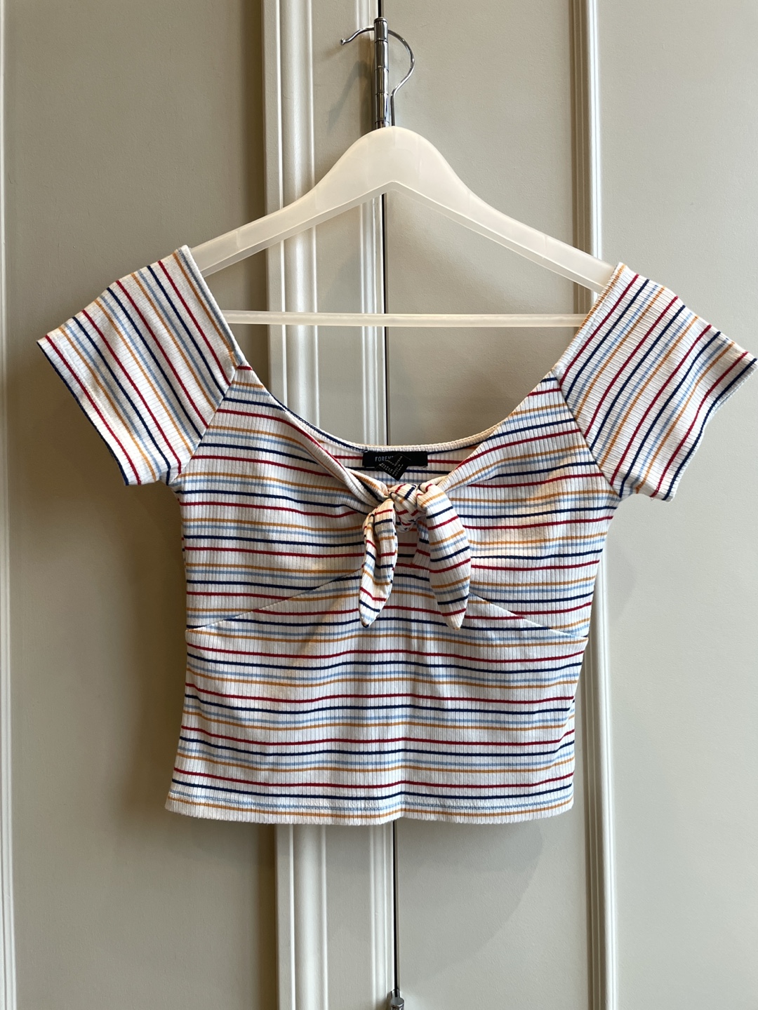 Forever 21 Multicoloured Striped Crop Top