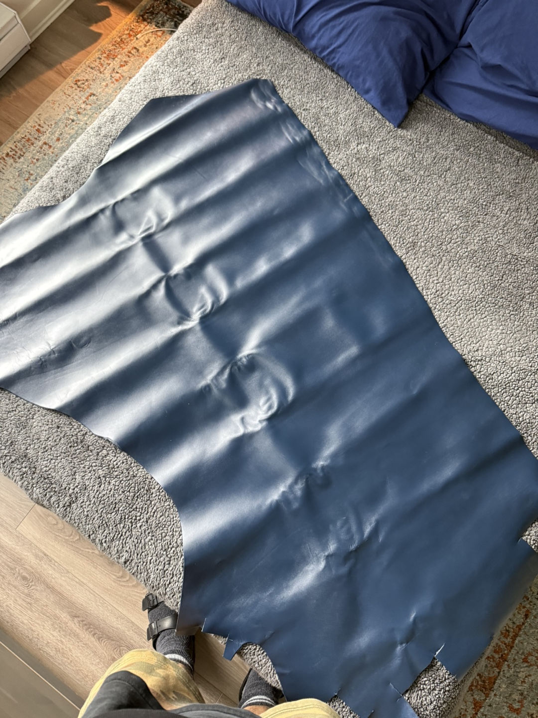 Large Piece of Blue Leather - 40”x 27”