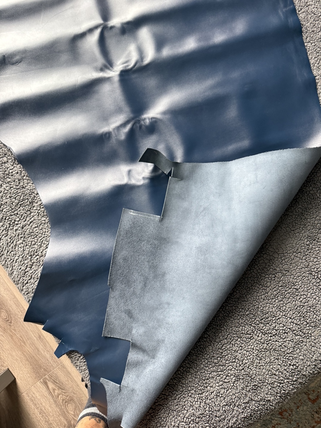 Large Piece of Blue Leather - 40”x 27” - photo 3