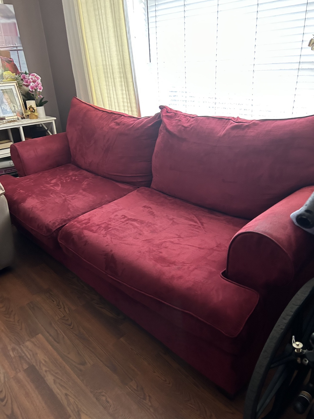 Burgundy Velvet Sofa