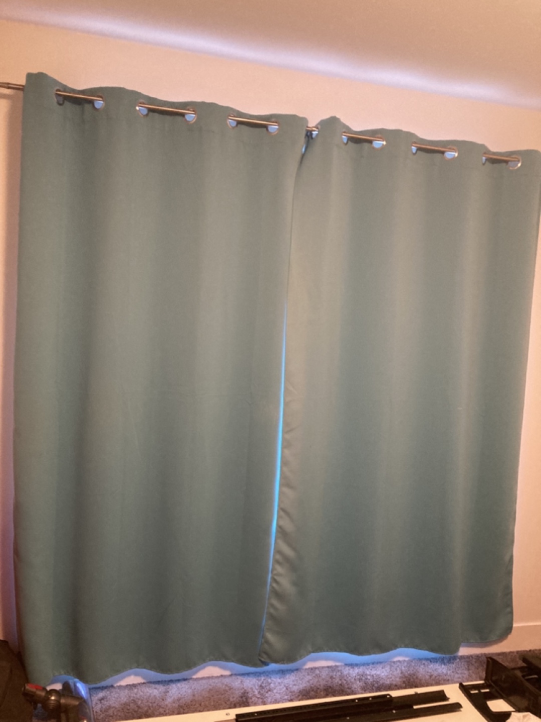 Light Teal Eyelet Curtains - Pair #freecycle