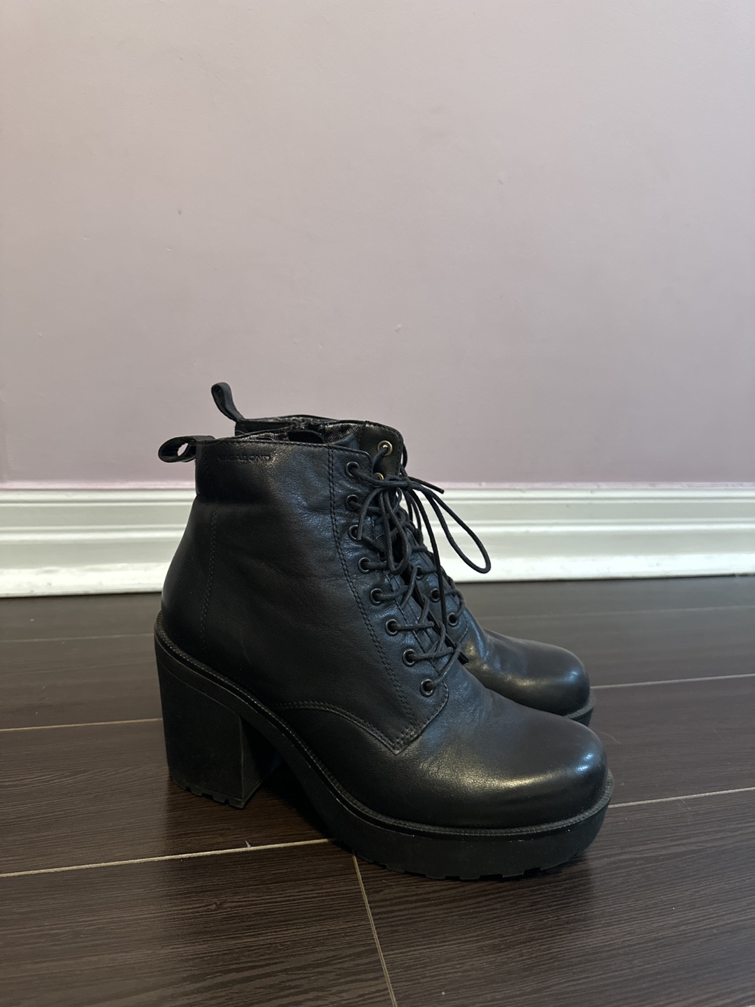 Black Leather Platform Boots