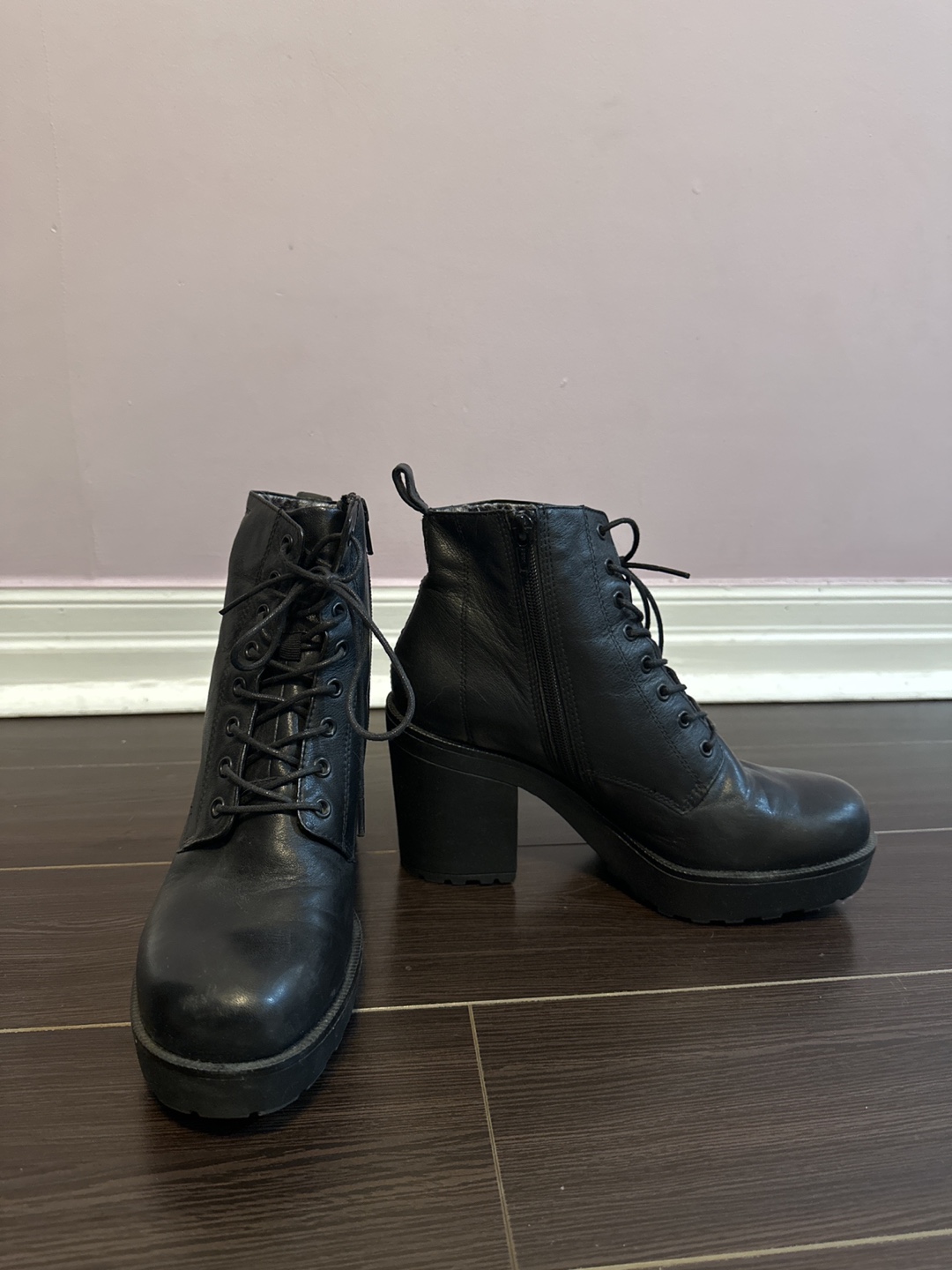 Black Leather Platform Boots - photo 2