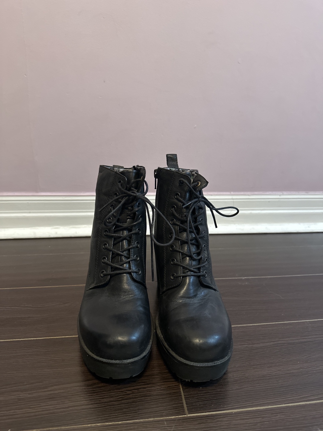 Black Leather Platform Boots - photo 3