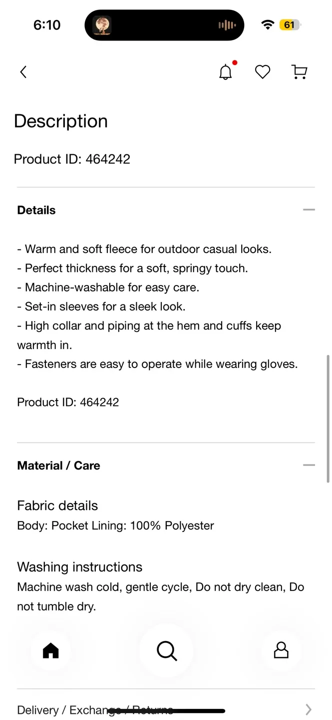 Men's UNIQLO Fleece Jacket - Navy Blue image indicator(3)