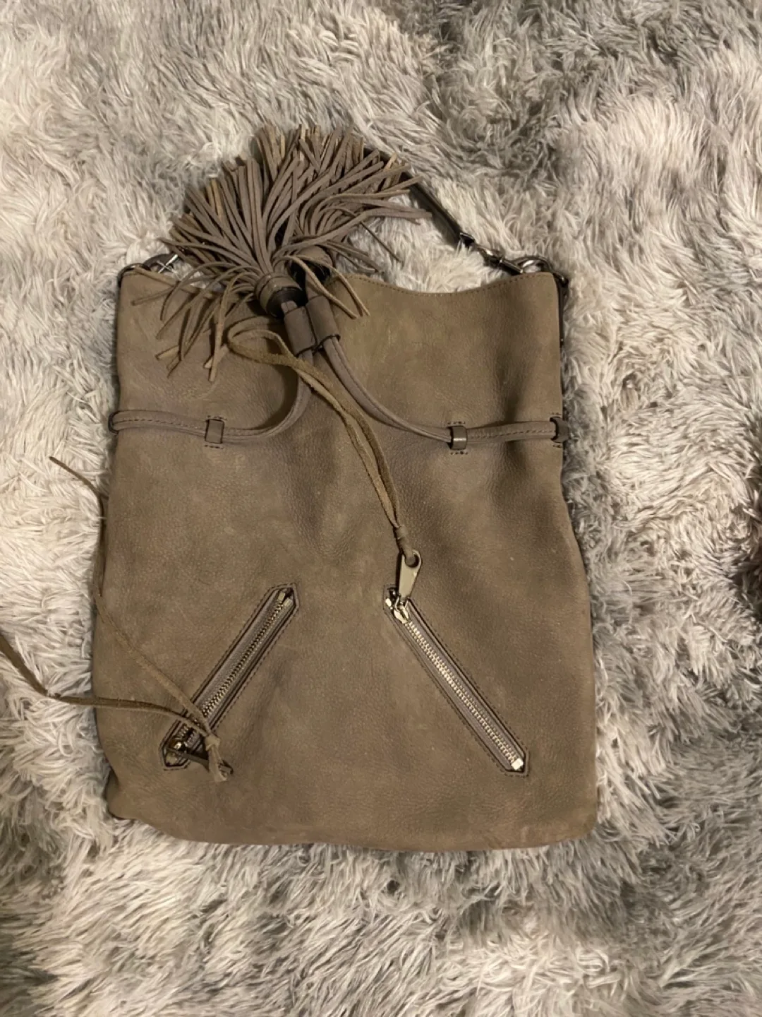 Gray Suede Hobo Bag with Tassel #freecycle image indicator(2)