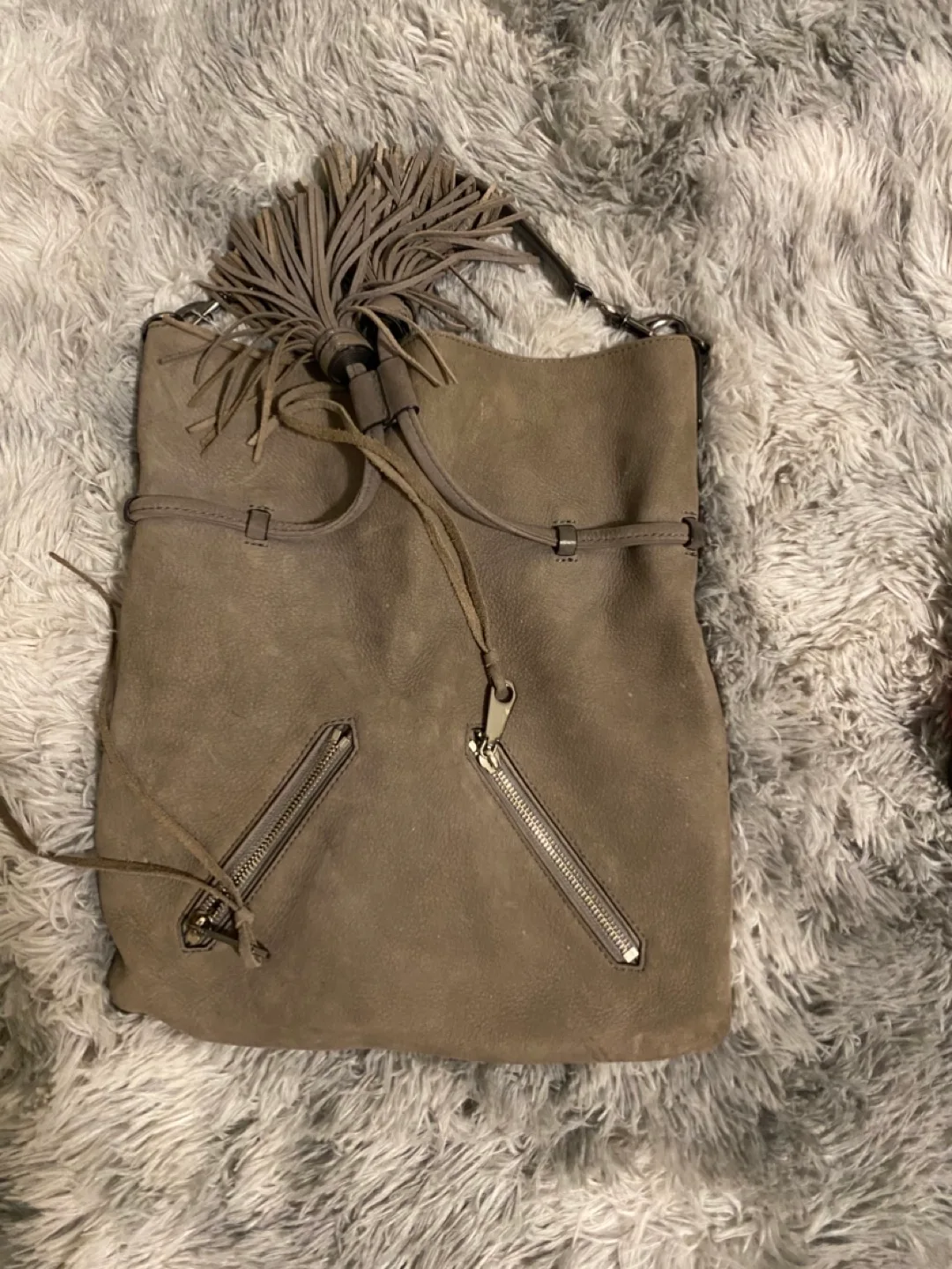 Gray Suede Hobo Bag with Tassel #freecycle image indicator(3)