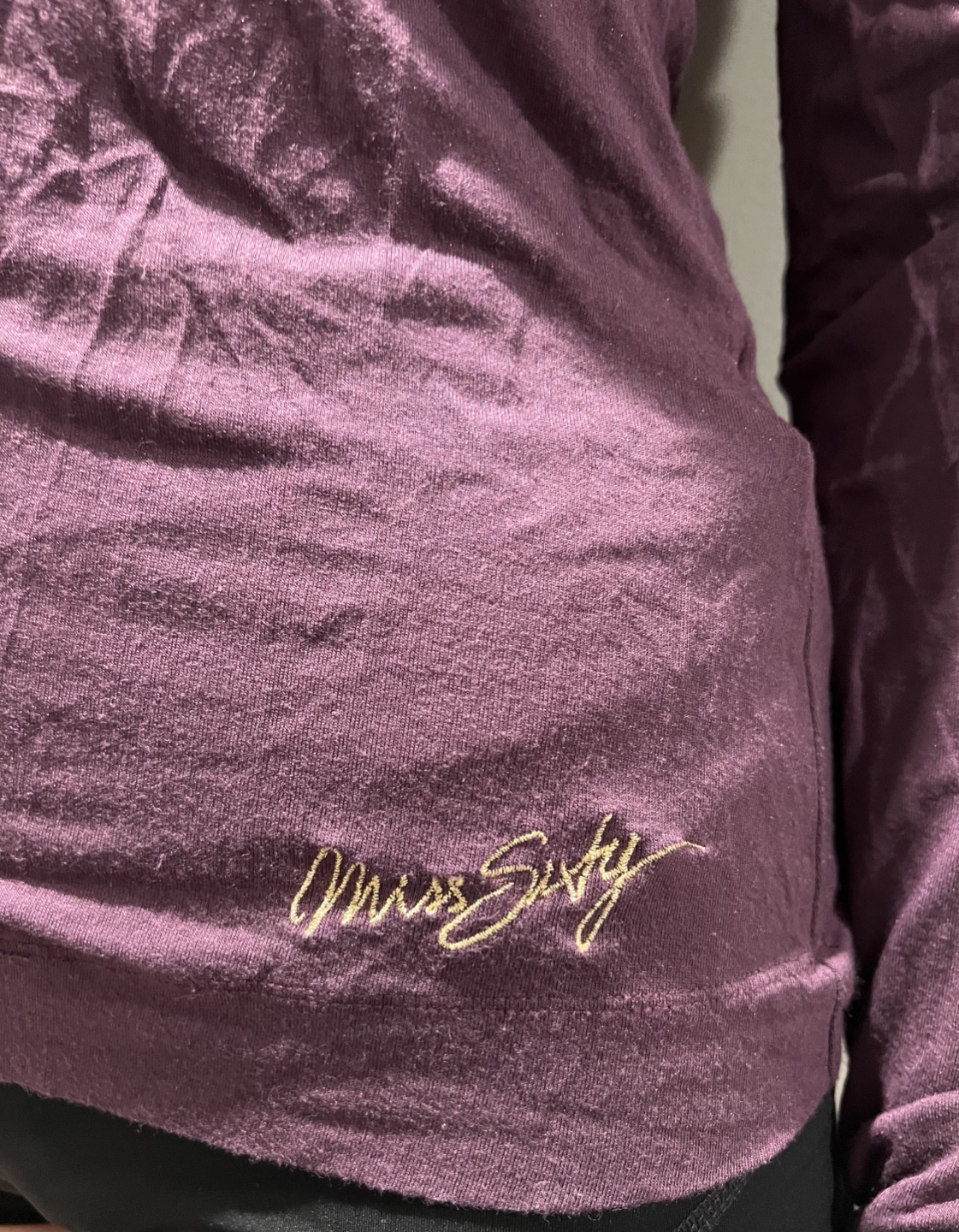 Miss Sixty Purple Long Sleeve Puff Shoulder Top S - photo 2