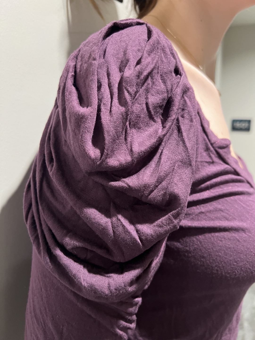 Miss Sixty Purple Long Sleeve Puff Shoulder Top S