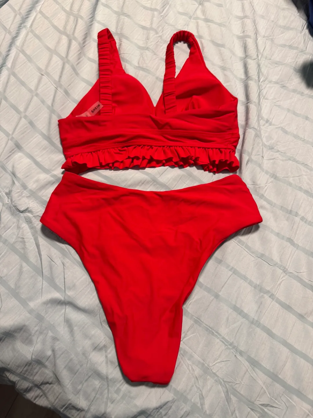 SHEIN Red Ruched Bikini Set - Size Small image indicator(2)