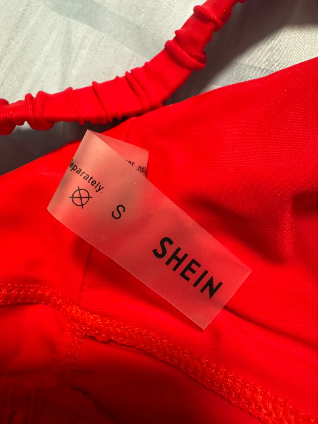 SHEIN Red Ruched Bikini Set - Size Small image indicator(3)