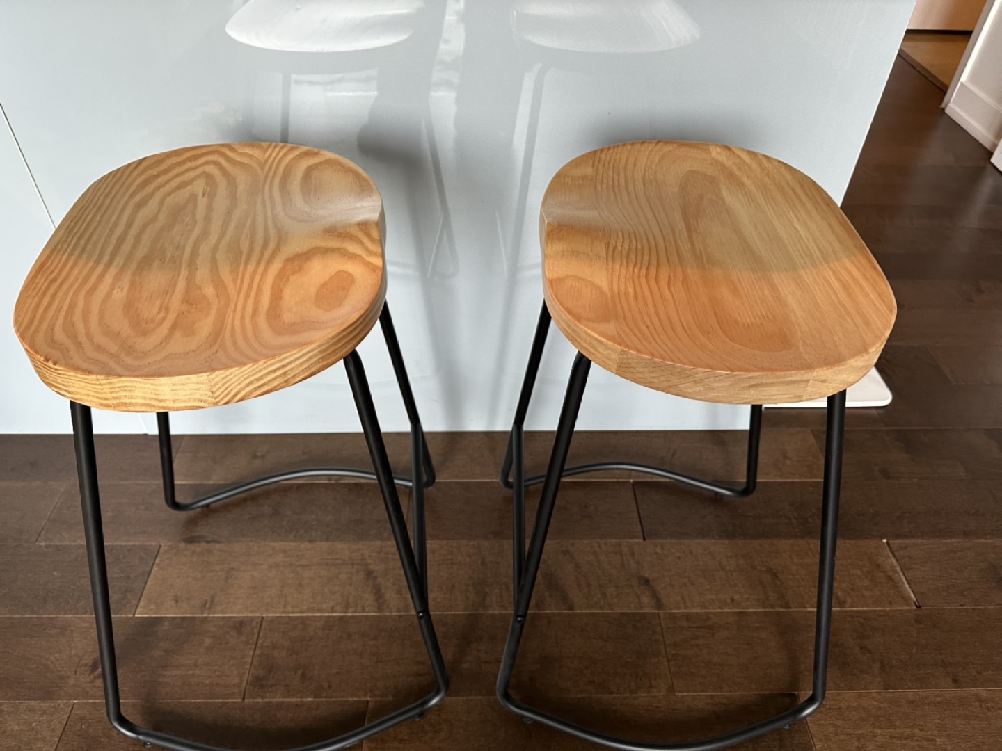 Pair of Wooden and Metal Stools