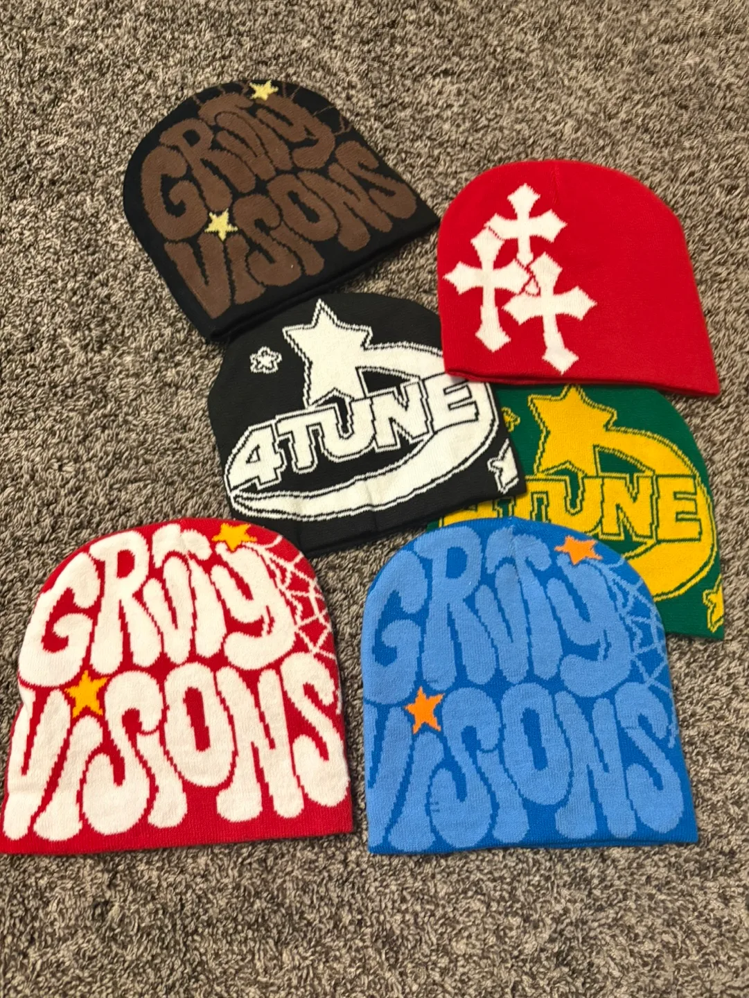 GRVTY Visions,4tune, and spider web Knit Beanies image indicator(2)